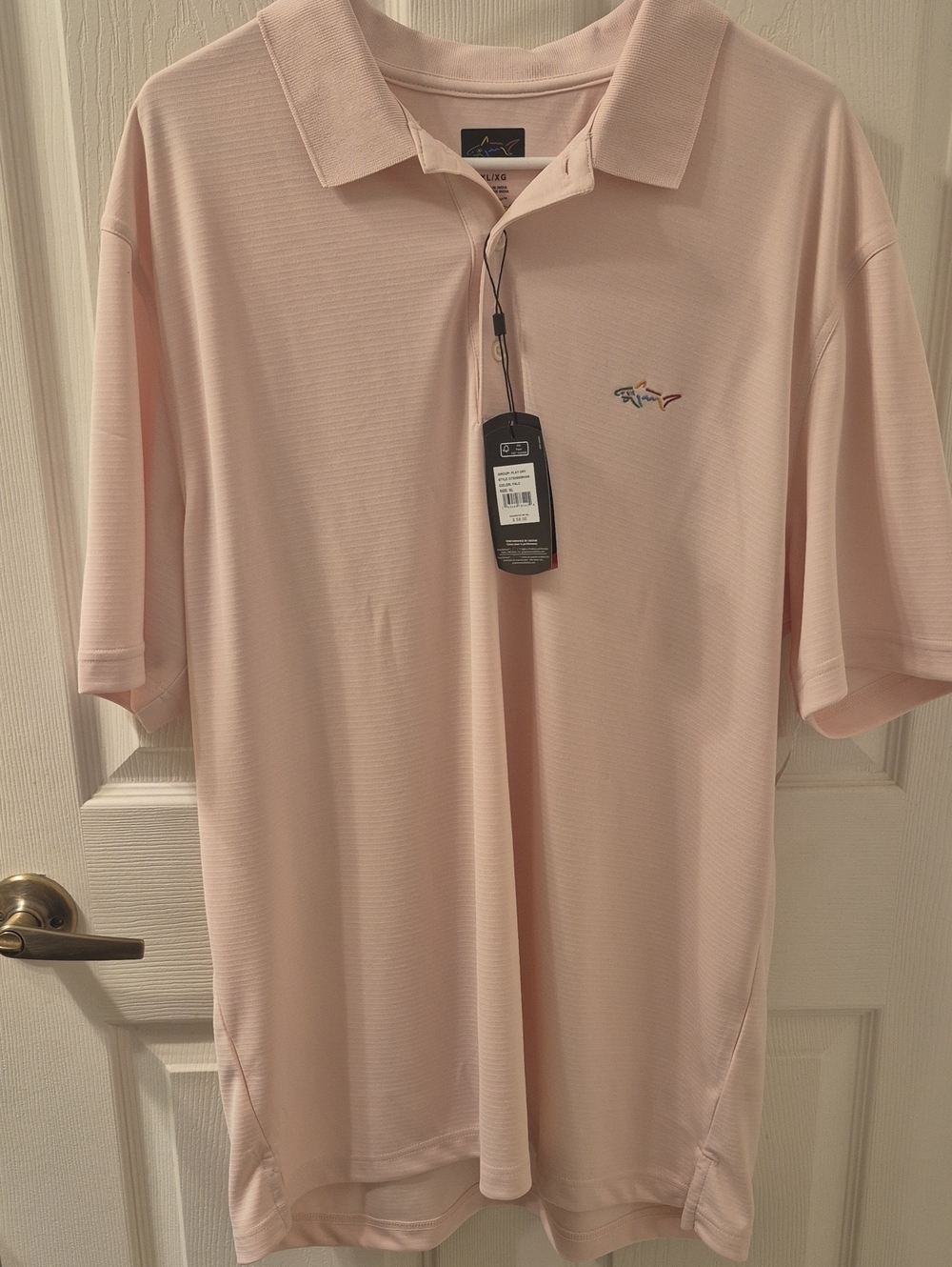 Nwt Mizzen+Main Light Pink Performance Polo with Shark Logo